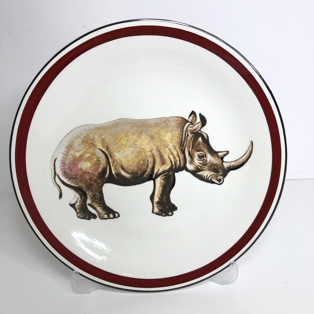 Mottahedeh‎ 9.75" Dinner Plate Safari Rhino Rhinoceros Italy Lightweight EUC